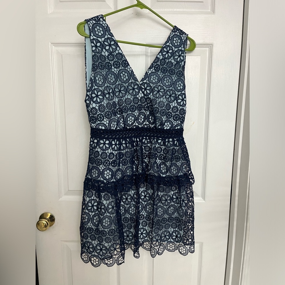 Navy and light blue lace dress size UK 10, US 6. Worn once. Great condition.